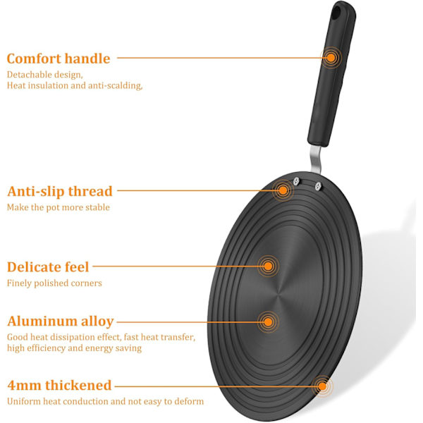 Sovitin - 24 cm induktiosovitinlevy - Keittotason suojus/sovitin - Lämmönlevityslevy
