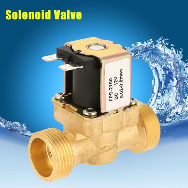 DC 12V 3/4 tommer normalt lukket elektrisk messing magnetventil, vannavstengningsventil 0.02mpa~0.8mpa for vannkontroll