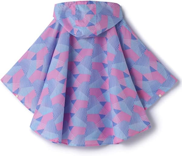 Regnponcho med huva för barn, geometrisk rosa, M