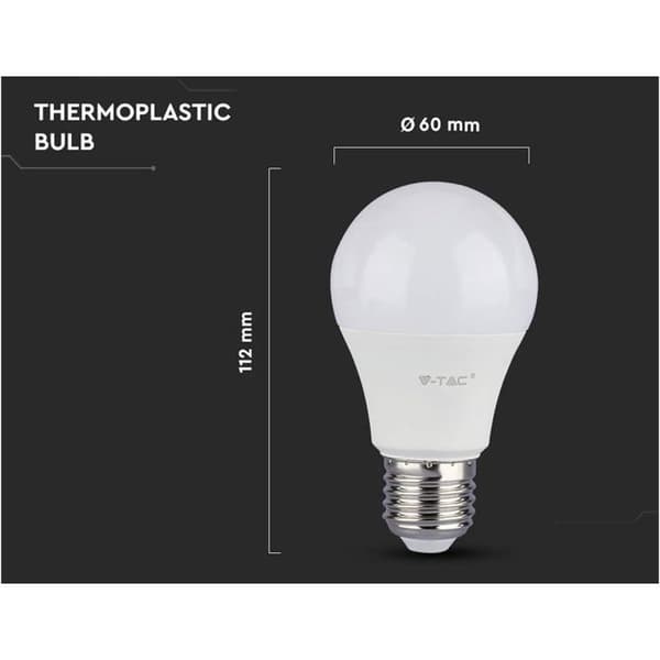 Förpackning med 10 E27 9W A60 LED-lampor - Varmvitt ljus 4200K - 806 Lumen