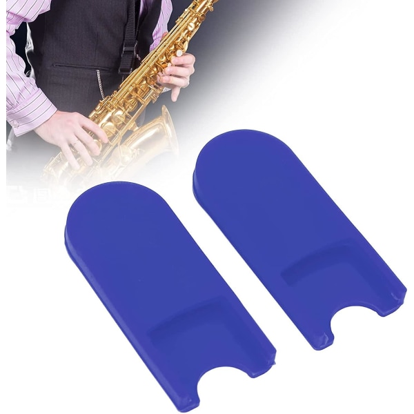 Saxofon fingerstøttepude tommelfingerpuder til sopran alt tenorsax blæseinstrument tilbehør (2 stk, blå)