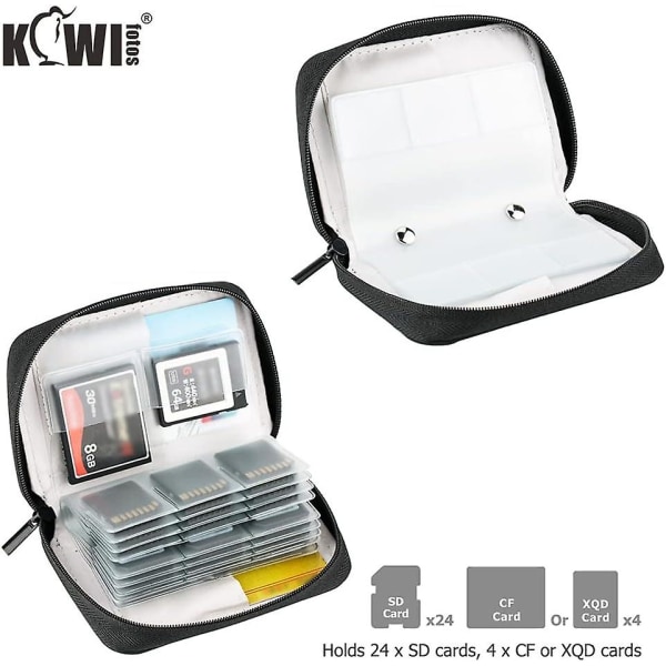 (24 Sd + 4 Cf) 28 Fack Sd- case med etiketter, Organizer för 24 Sd Sdxc Sdhc-kort + 4 Cf Xqd-kort, Portable Wallet Case