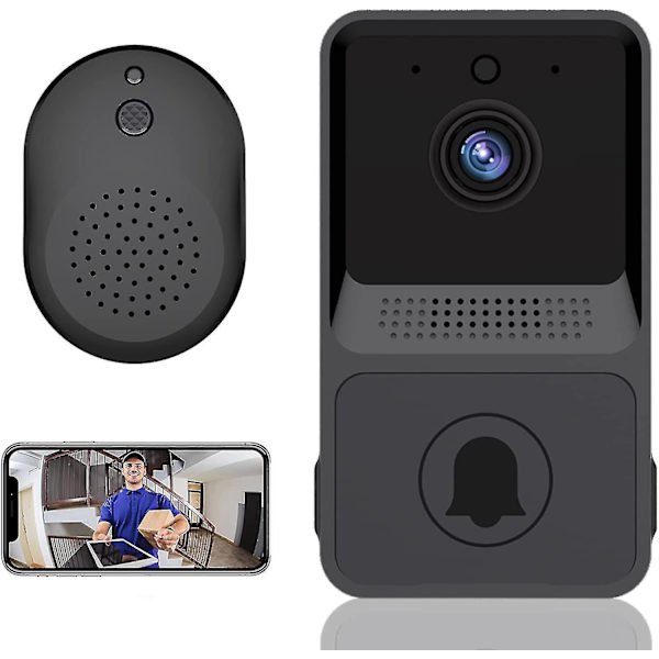 Langaton videokäyttökello, älykäs videokäyttökello kodin sisäpuhelin Hd-yönäkö Wifi-lataus, älykäs ovikello, kaksisuuntainen puhe, sovellusohjaus