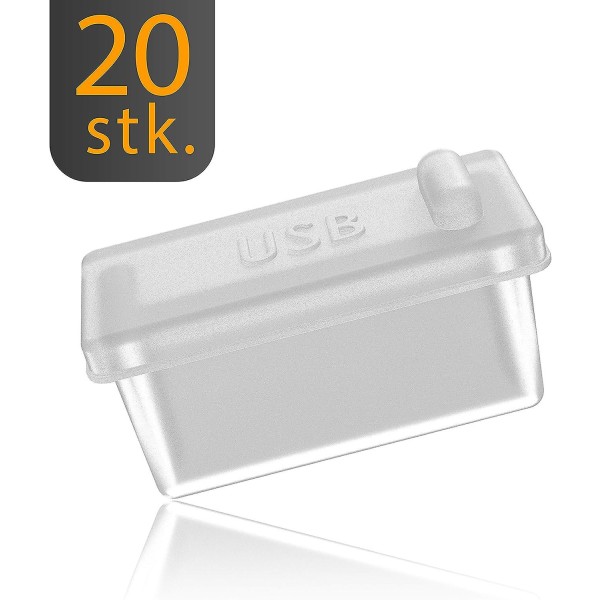 20x Usb-a type støvstik til stationær pc, bærbar pc, Macbook - Usb-a støvstik - Silikone støvstik - Gennemsigtig