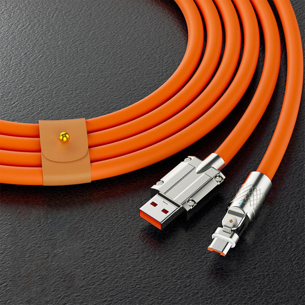 Hurtiglading Kabel Usb Til C Ledning 180 Graders Roterende Rettvinklet Hode For Hurtiglading Av Mobiltelefon 1,5m Android Liten Munn Oransje