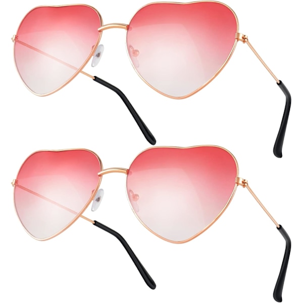 Hippie-glasögon, John Lennon-glasögon Festival Rave-glasögon, Funky Retro-glasögon för Maskeradkostym, Eve Box för Barn - Hip 2PCS Pink Heart One Size