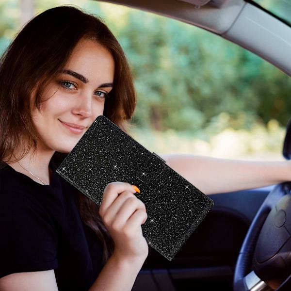 Auton rekisteröinti- ja vakuutuskortin pidike, ajoneuvon hansikaslokeron järjestäjä, viileät auton lisävarusteet, auton asiakirjakotelo korteille, ajokortille ja olennaisille AAA Glitter Black