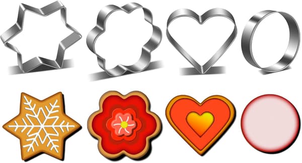 Metal kageformssæt - Hjerte-, stjerne-, cirkel- og blomsterformer - 12-delt kageformssæt - Hjerte- og stjerneformede kageforme