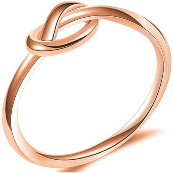 Størrelse 3-13 Rustfritt stål Simple Love Knot Celtic Promise Jubileumserklæringsring Rose Gold 11