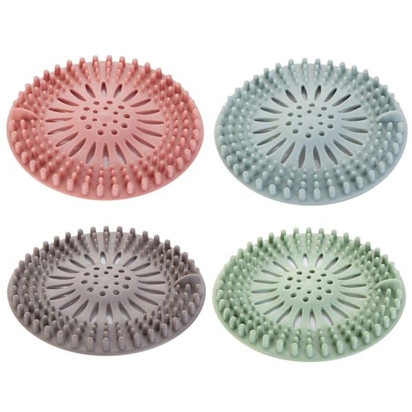Duschbrunnsskydd, Silikonrör Hårfångare Stopp för Badrum Kök, Gummi Badkar Diskho Silfilter Hem (4 Pack) (Färgblandning)