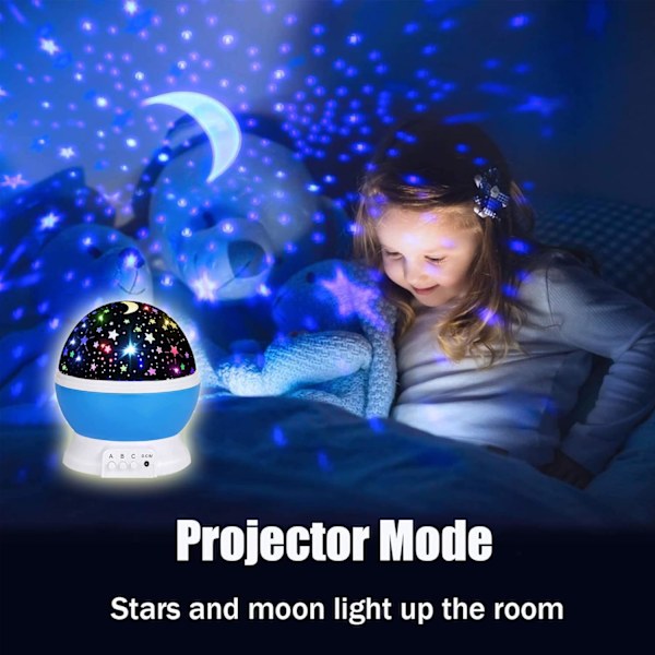 Lys til Børn, Stjerne Natlys Projektor til Børneværelse, Glød i Mørket Stjerner, Julegave Fødselsdag Gaver til Børn, Lys Lampe Sensorisk Æstetisk R Blue Night Light