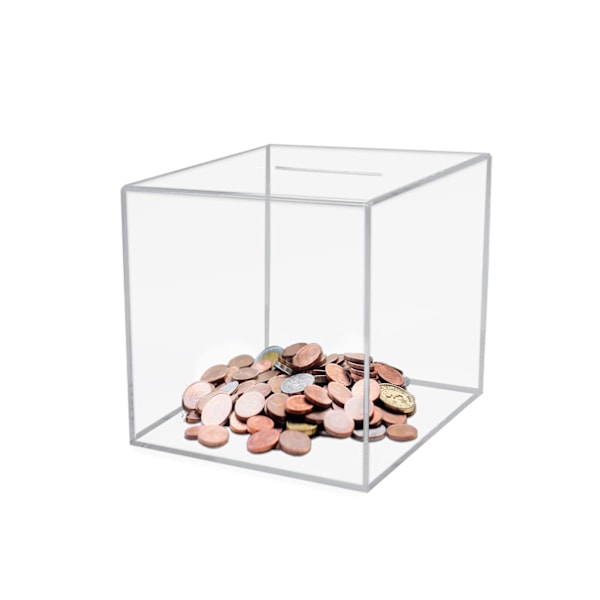 Akryl Spargris Bryt för att Öppna Fyrkantig Pengabox för Vuxna Akryl Pengarsparbox 6×6×6 Tum, 5×5×5 Tum Transparent 6*6In