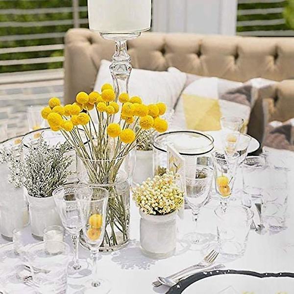 30 stk tørkede Craspedia blomster Billy Button baller blomsterbukett kunstig silke gul blomsterbukett for DIY blomsteroppsatser bryllupsfest hjemmekontor