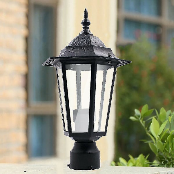 Post Pole Light Udendørs Have Terrasse Indkørsel Gård Lanterne Lampe Sort Top