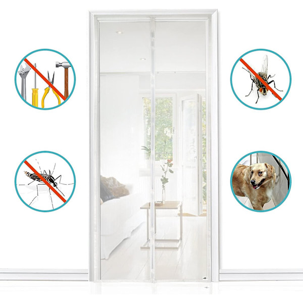 Magnetisk Fluenet Dør 80*210 Cm, Magnetiske Gardiner Kan Let Fastgøres Og Samles Uden Boring