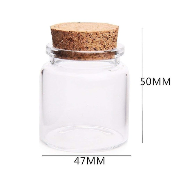 6 st 50 ml 47 mm X 50 mm små glasflaskor med korkproppar Små förvaringsburkar för kryddor Bröllopsfavoriter