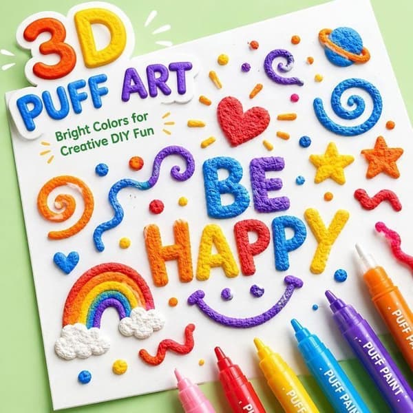 3D Magic Popcorn Pens - Puffy tegnetusser til kunst, hobby og skoleprojekter - 3 stk.