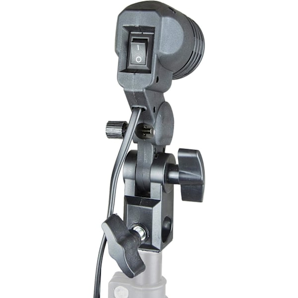 Studio Foto E27 Profesjonell Enkelt Lampholder Svingbar Sokkelpære med Paraplybrakett for Blitslys Belysning Monolight E27 Pære 1 Pack Single Bulb Socket
