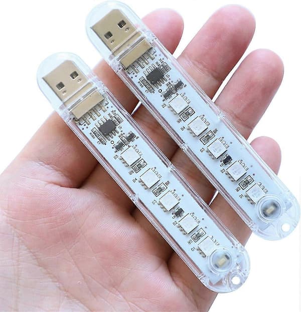 USB-lampe, plug-in natlys, lille LED-lysstribe, med 5 lys