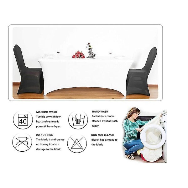 Stretch spandex bordtrekk for standard sammenleggbare bord - universell rektangulært montert dukbeskytter for bryllup, bankett og fest 3 størrelser 4 kol.