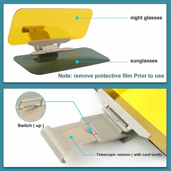 Bil Solskærm Udvidelse - 2 I 1 Anti-blænding Bil Solskærm, Bil Side Vindue Solskærm, Bil Anti-blænding Solskærm
