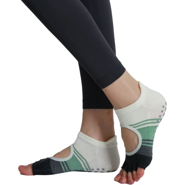 Yoga Pilates Tåstrumpor Toeless Strumpor med Grepp för Kvinnor Halkskydd Dämpade Lågskurna Ankelstrumpor för Dans