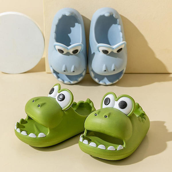 Sommartofflor för pojkar och flickor, söta dinosaurier, tjockt sula, halkfria tofflor