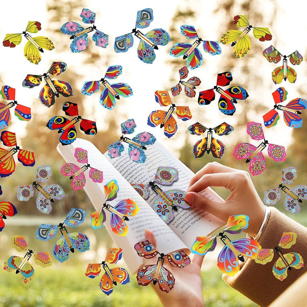30st magic flygande fjäril (slumpmässig färg), magic fjärilsleksak med gummiband, flygande fjärilsöverraskning Bröllopsfödelsedag Alla hjärtans dag dekoration