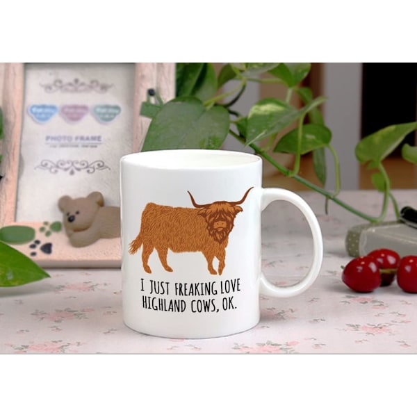 Highland-nautakahvimuki, 11oz Highland-karjakeraaminen muki teemäitokuppi, hauskat gag-lahjaideat valkoinen elefantti aikuisille miehille naisille ystäville lehmän ystäville Highland Cow