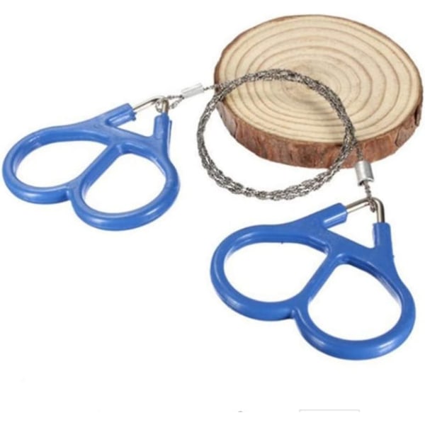 Mini wiresav i rustfrit stål ideel til overlevelsesudstyr, campingjagt, træskæring nødsæt værktøjskæde (1 stk, blå)
