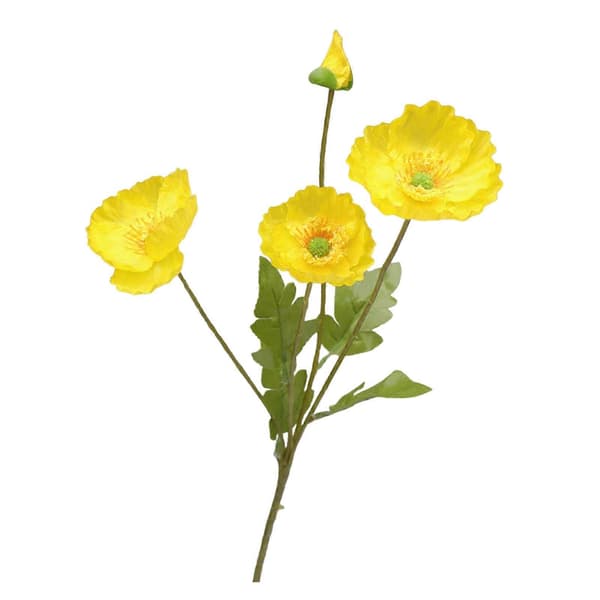 Kukka-asetelma – 3 kukkaa ja nuppu maljakkoon Yellow