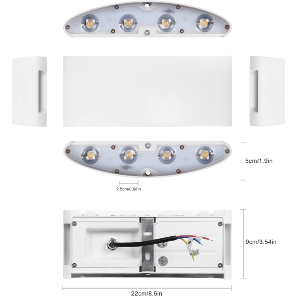 Moderne væglampe 8W Hvid LED væglampe op og ned væglampe aluminium LED vandtæt spotlys natlampe til stue, soveværelse, gang, bad