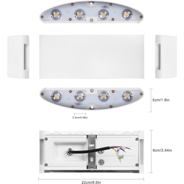 Moderni seinävalaisin 8W valkoinen LED-lamppu ylös alas seinävalaisin Alumiini LED vedenpitävä kohdevalo yövalaisin olohuoneeseen, makuuhuoneeseen, eteiseen, kylpyhuoneeseen