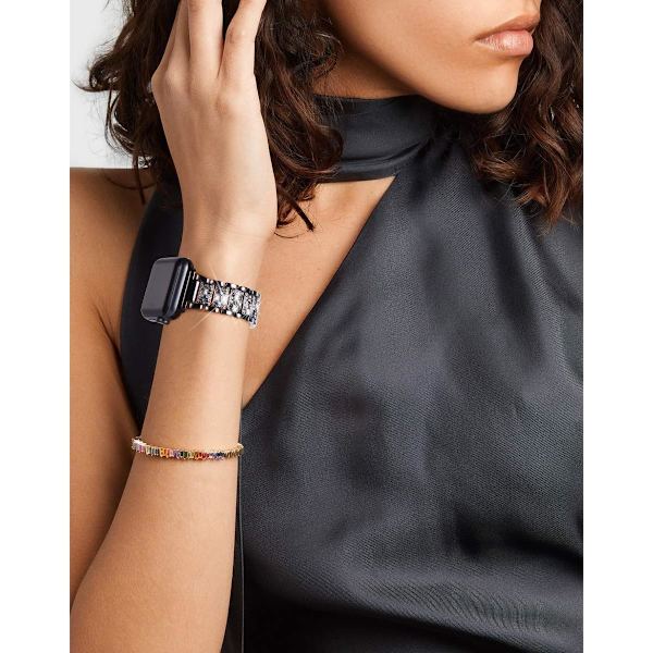 Kompatibel med Apple Watch Armband 41mm 40mm 38mm, Kvinnors Bling Diamant Strass Armband för Apple Watch Armband SE(GEN 1 2 3) iwatch Armband Serie 9 BlingBlack 41mm/40mm/38mm