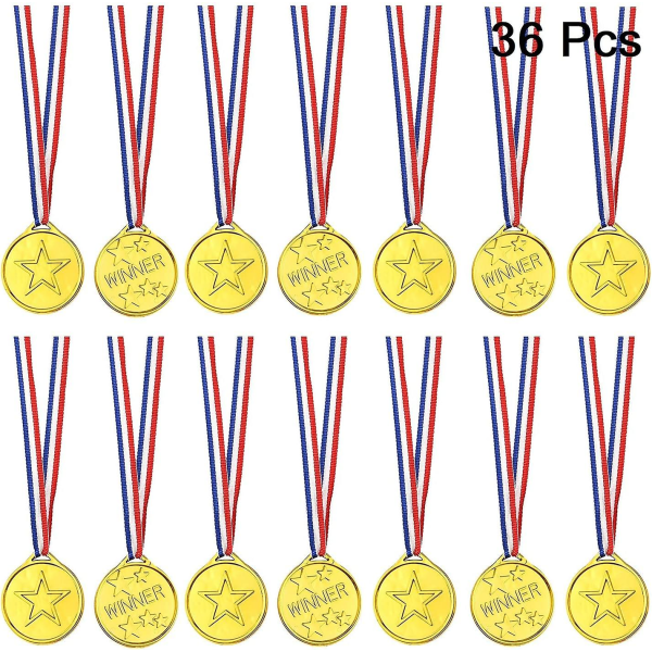 36 kpl Kultamitalit Voittaja muoviset mitalit lapsille Kultamitali lasten juhlakoristeisiin ja urheilupalkintoihin