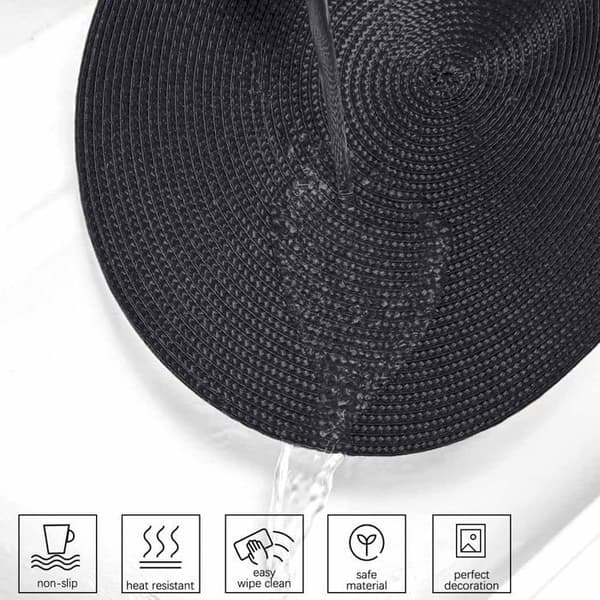 4 kpl pyöreitä käsinkudottuja tabletteja – Mustat tabletit, 38 cm