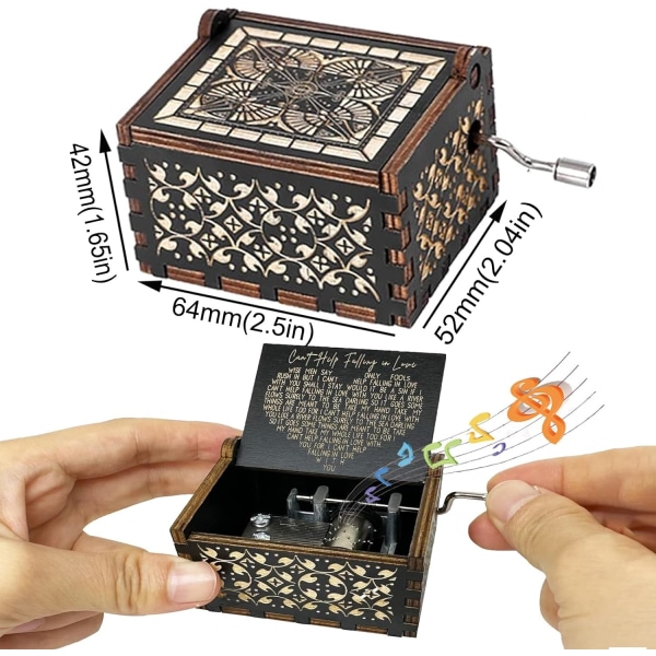 Alla hjärtans dag presenter till honom henne, kan inte låta bli att bli kär i speldosa, speldosor för barn män tonåringar älskare pojkvän flickvän make fru W Can't Help Falling in Loveblack
