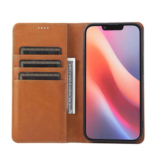 PU læder telefonpung cover til iPhone 16e Brown