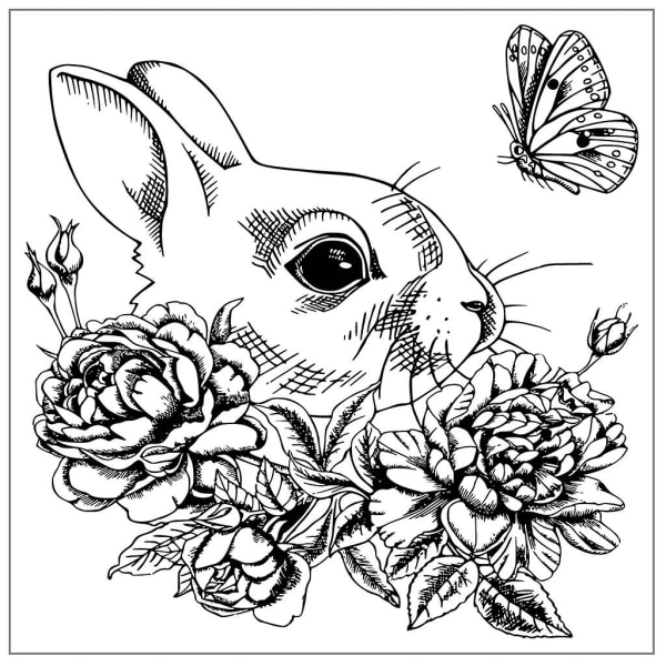 Klare stempler for kaninblomster for dekorasjon av kort og scrapbooking
