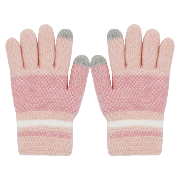Barnvantar, Stickade Vantar för Vinter, Stretchiga Barnvantar, Helfingersvantar för Barn, Fluffiga Varma Barnvantar för Pojkar och Flickor Pink