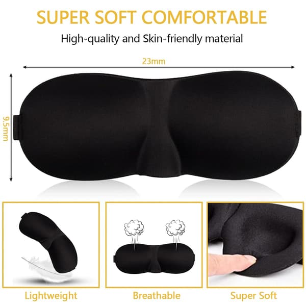 3D Sovemaske 2 Stykker Black Magic Loop Sovemaske Øyemaske for Søvn med Ørepropper Egnet