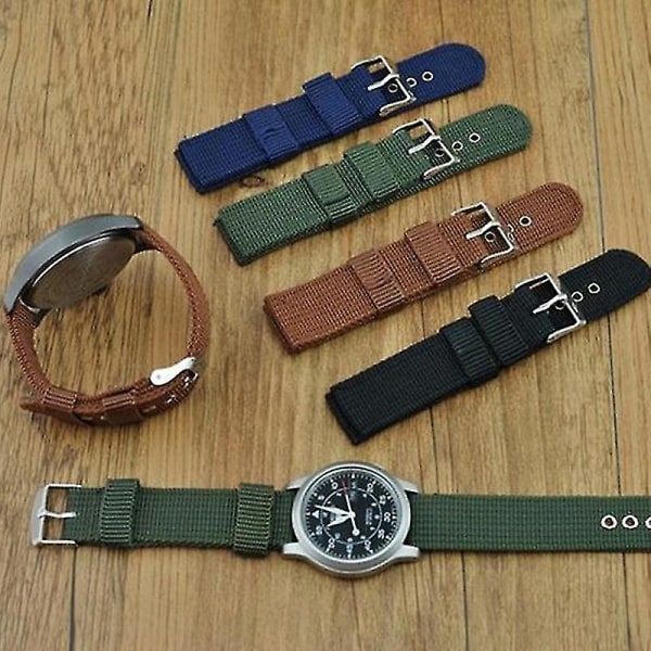 18mm/20mm/22mm/24mm Herr Militär Nylon Armbandsur Rem Klockarmband Spänne