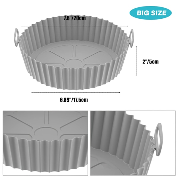 Airfryer Silikonform, 2-pack återanvändbara Airfryer-foder, Airfryer-tillbehör, Köktillbehör Ersättning för engångs pergamentpappersfoder