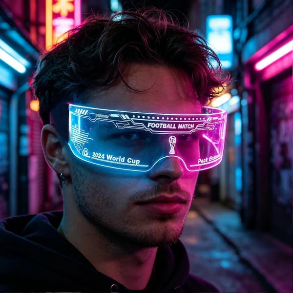 LED Lysende Briller – 7 Farver 12 Flash-tilstande – til Cyberpunk & Rave Party E
