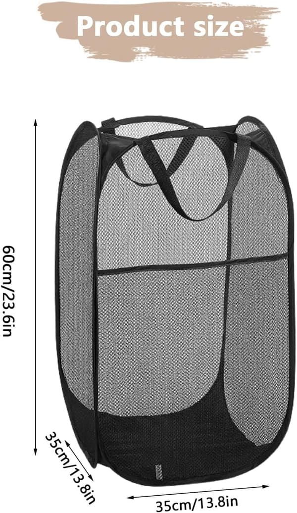 Foldbar Vasketøjskurv i Mesh (2-pak), Perfekt til Badeværelset (Sort)