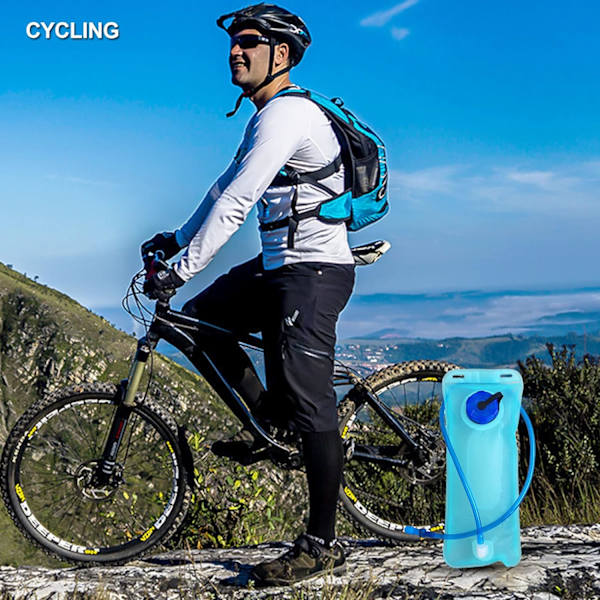 2L Hydreringsblåsa för cykling och vandring, läcksäker resevattenbehållare Vattenförvaringsblåsa med isolerad slang för cykling löpning utomhus, Blue