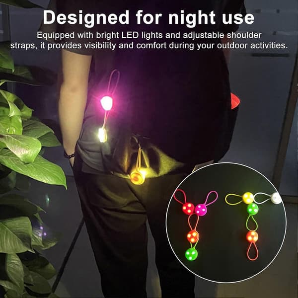 LED-lysende ryggsekklys med 3 blitsmoduser, høy synlighet, silikontau, ABS-hus, justerbart White