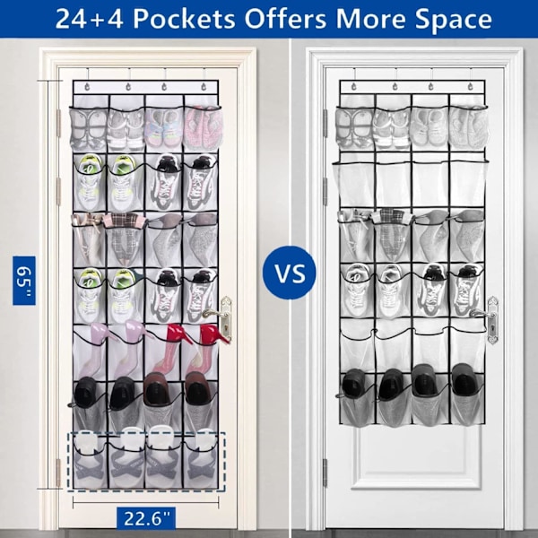 28 store lommer over dør skoop opbevaring arrangør garderobe skoop rack mesh hængende opbevaring skoop bøjle holder arrangør, hvid White