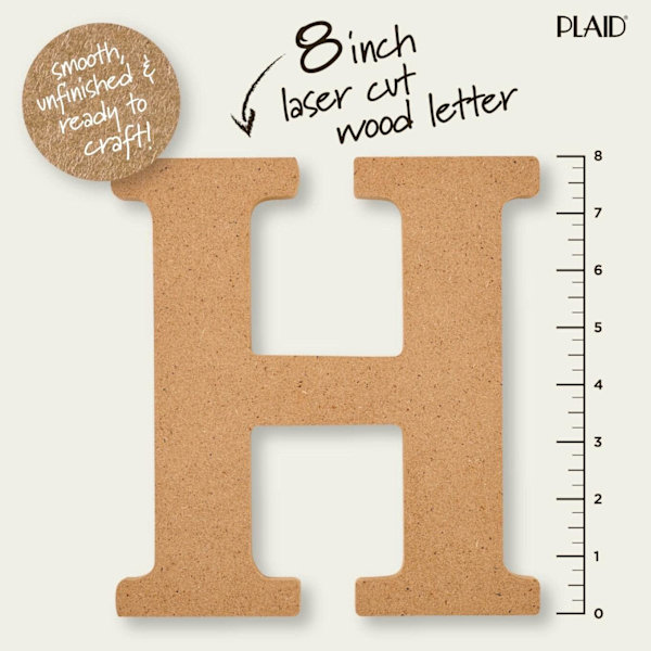 8\" Oavslutade träbokstäver för konst och hantverk DIY-projekt, modeller 63588 och 63587, 8 tum I + Letter 63587 8 inch