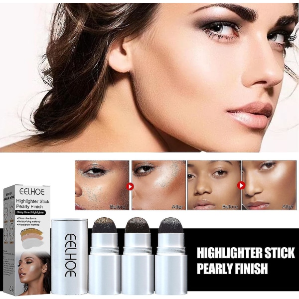 Eelhoe Highlight Stick Pearl Light Repair Face Brightening Tre-dimensionel Clavicle Fine Flash Pearl Light Highlight Repair All-in-one Stick St